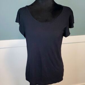 Old Navy Black Flutter Sleeve Top M Viscose
